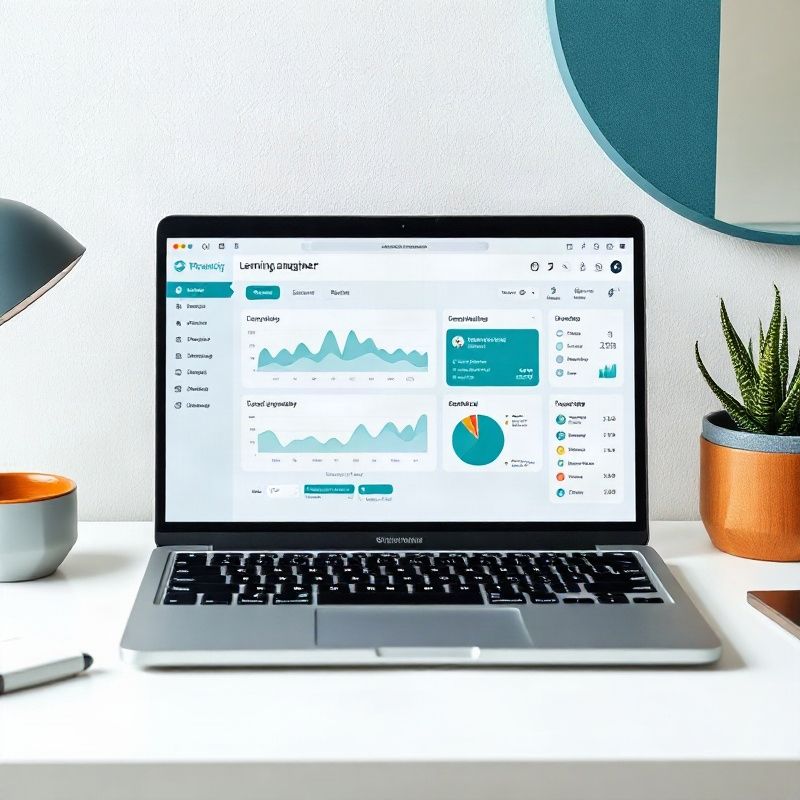 Studyfieldx Kursverwaltungs-Dashboard auf einem Laptop